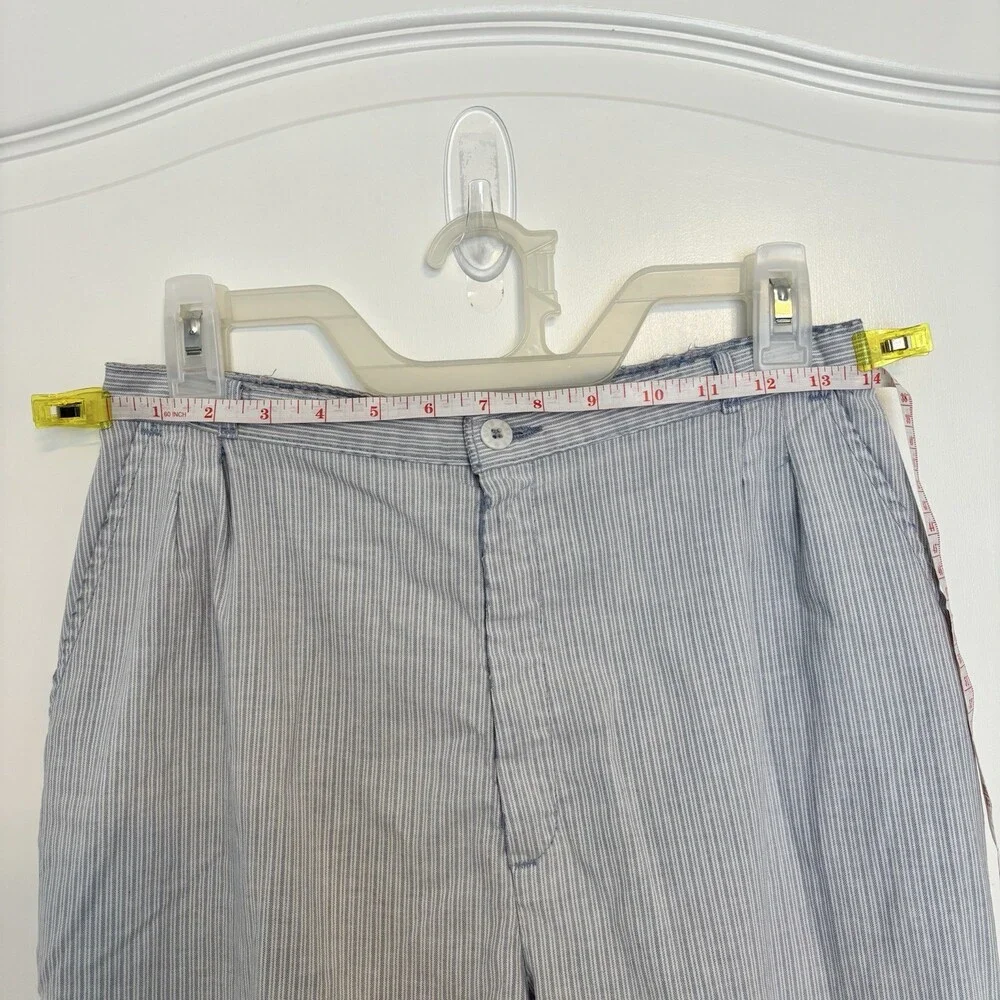 Vintage Levi Strauss & Co. Women's Seersucker Striped‎ Light Blue Straight Pants